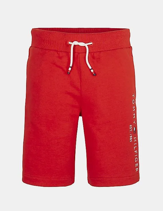 Tommy Hilfiger Kids Boys Red Drawstring Waist Cotton Sweatshorts