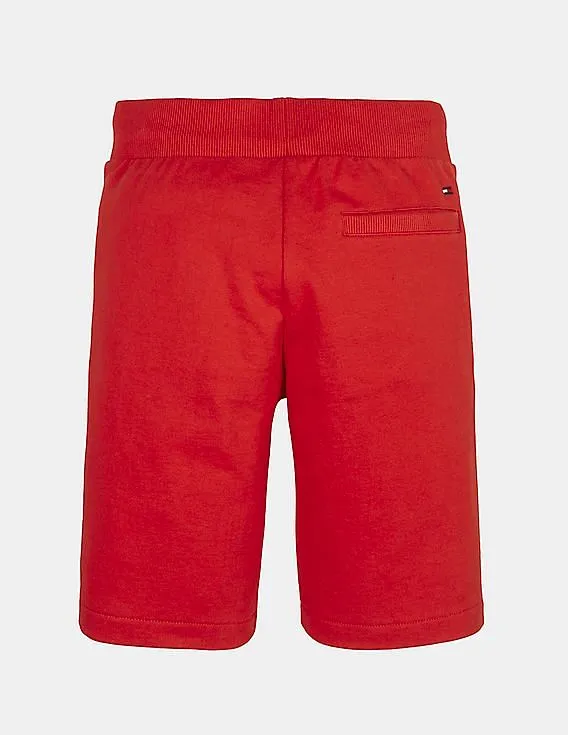 Tommy Hilfiger Kids Boys Red Drawstring Waist Cotton Sweatshorts