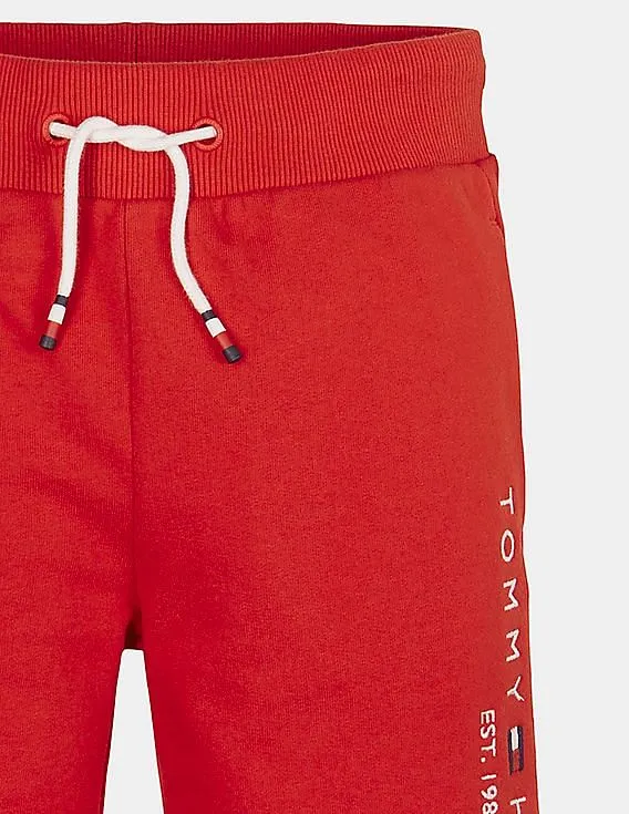 Tommy Hilfiger Kids Boys Red Drawstring Waist Cotton Sweatshorts