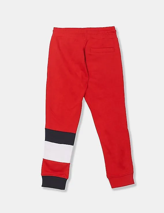 Tommy Hilfiger Kids Boys Red Drawstring Waist Global Colour Block Joggers