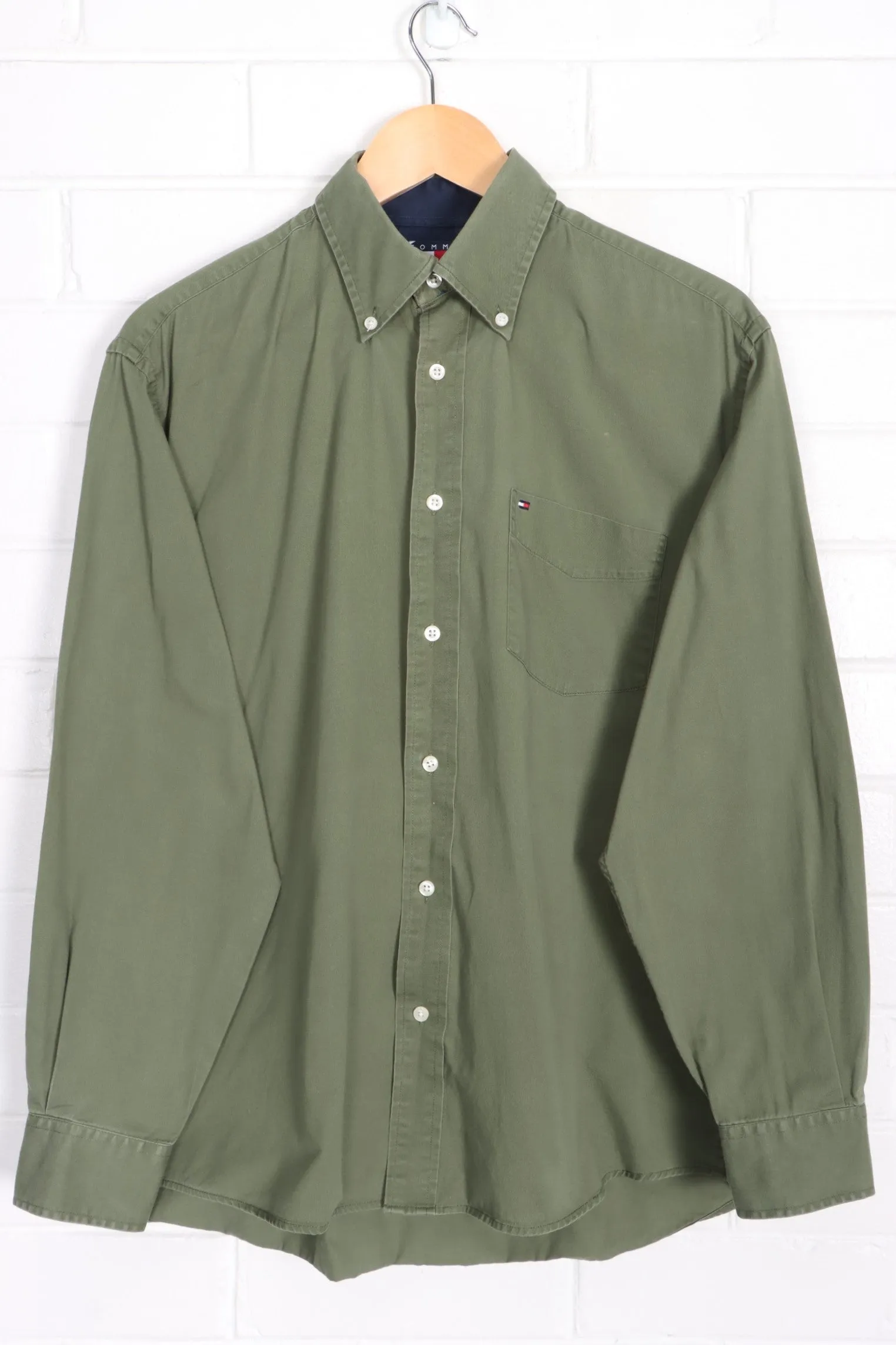 TOMMY HILFIGER Olive Green Button Up Shirt (L-XL)