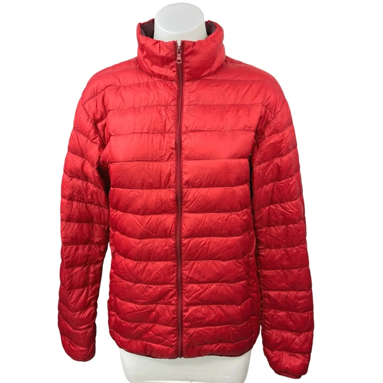 Uniqlo Women's Red Down Winter Lightweight Quilted Down Puffer Coat Jacket S