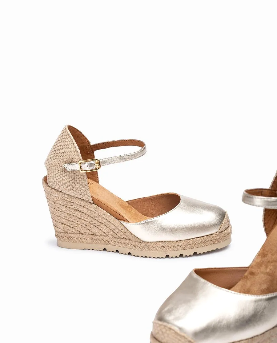 UNISA CASTILLA 24 ESPADRILLE GOLD WEDGE