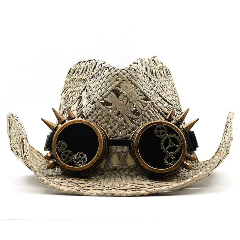 Unisex Summer Hand-Knitted Hollow Ethnic Rolled Brim Outdoor Cowboy Hat