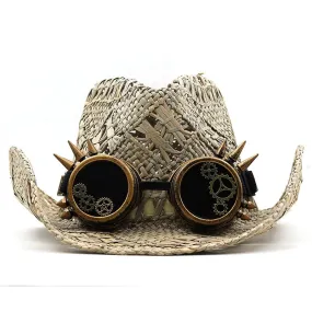 Unisex Summer Hand-Knitted Hollow Ethnic Rolled Brim Outdoor Cowboy Hat