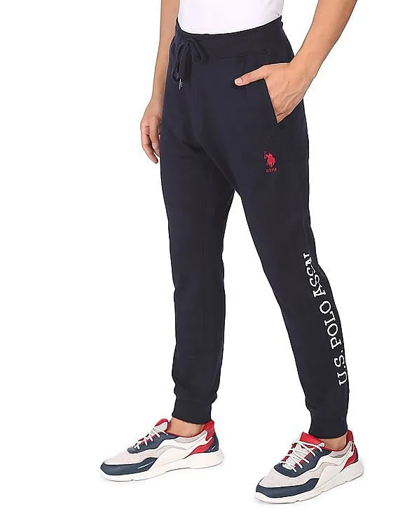 U.S. Polo Assn. Men Navy Drawstring Waist Solid Joggers