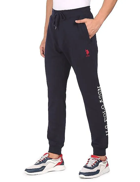 U.S. Polo Assn. Men Navy Drawstring Waist Solid Joggers