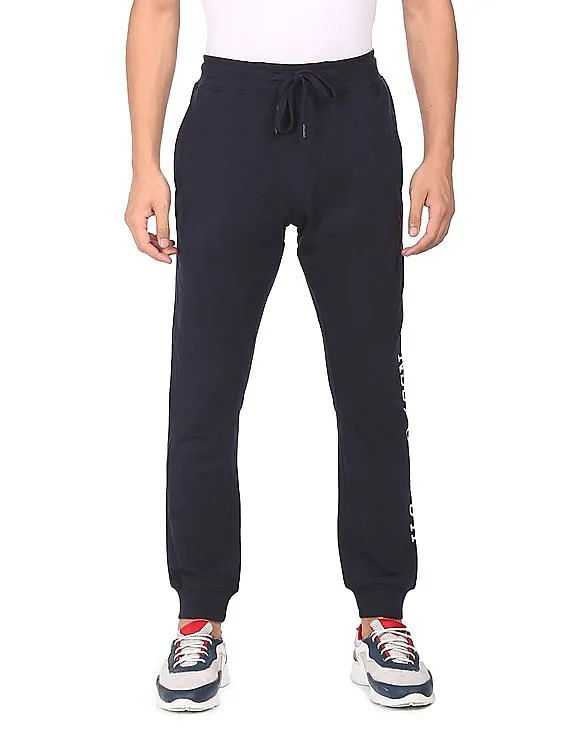 U.S. Polo Assn. Men Navy Drawstring Waist Solid Joggers