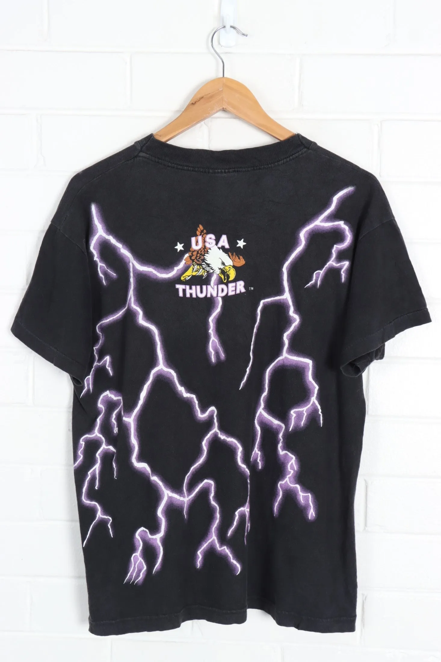 USA THUNDER Leopard Roses Purple Lightning Single Stitch Tee (M-L)