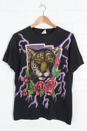 USA THUNDER Leopard Roses Purple Lightning Single Stitch Tee (M-L)