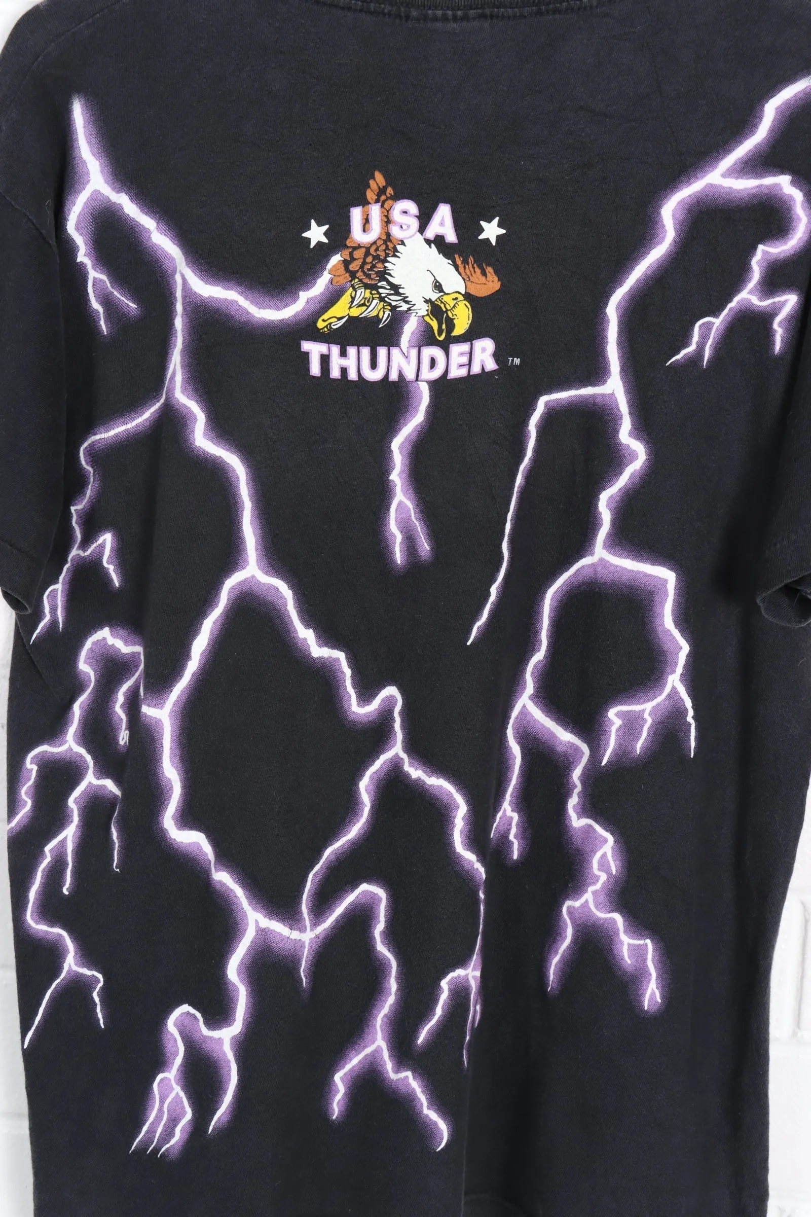 USA THUNDER Leopard Roses Purple Lightning Single Stitch Tee (M-L)