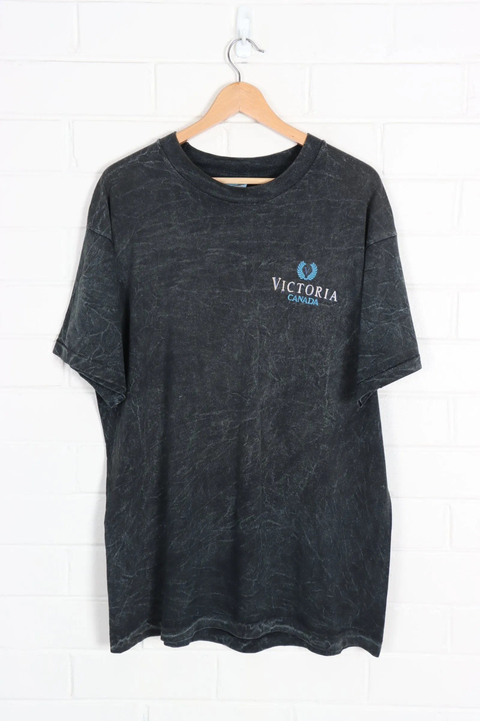 Victoria Canada Stone Wash Embroidered Canadian Made Destination Tee (XL)