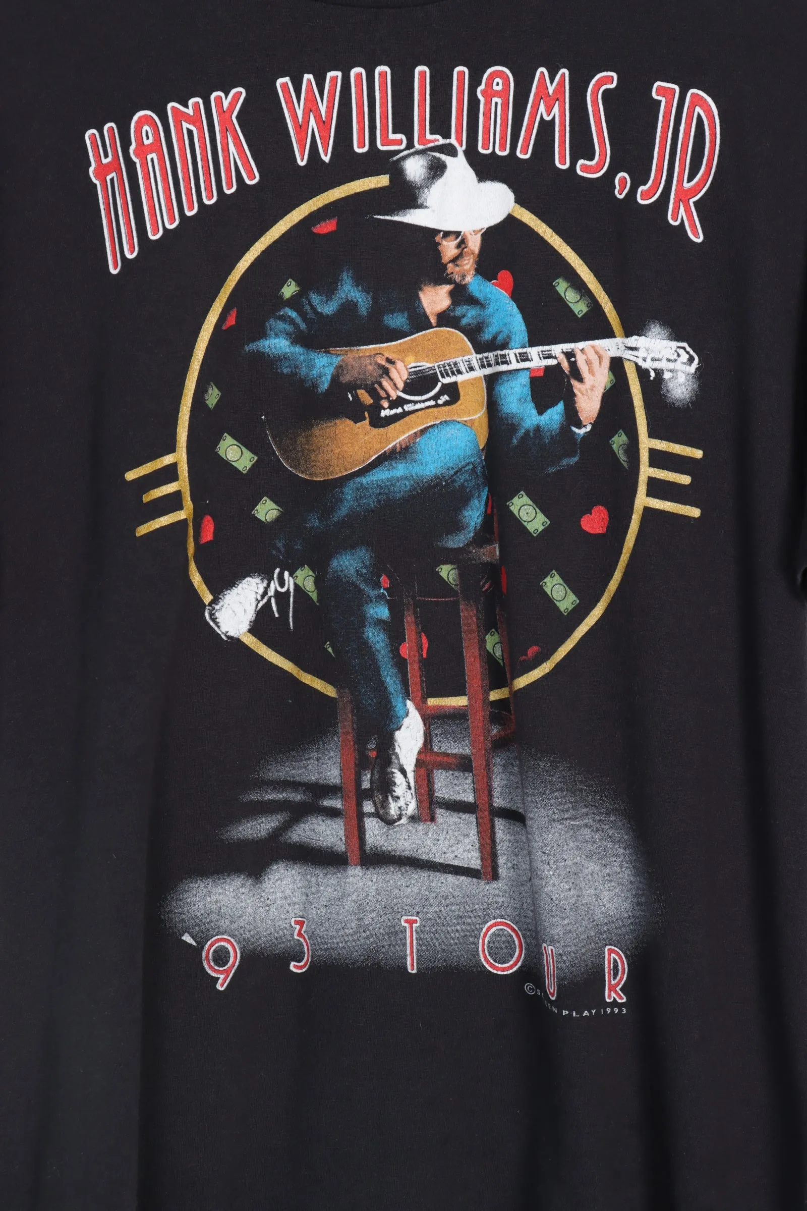 Vintage 1993 Tour Hank Williams JR USA Made 50/50 Tee (M-L)