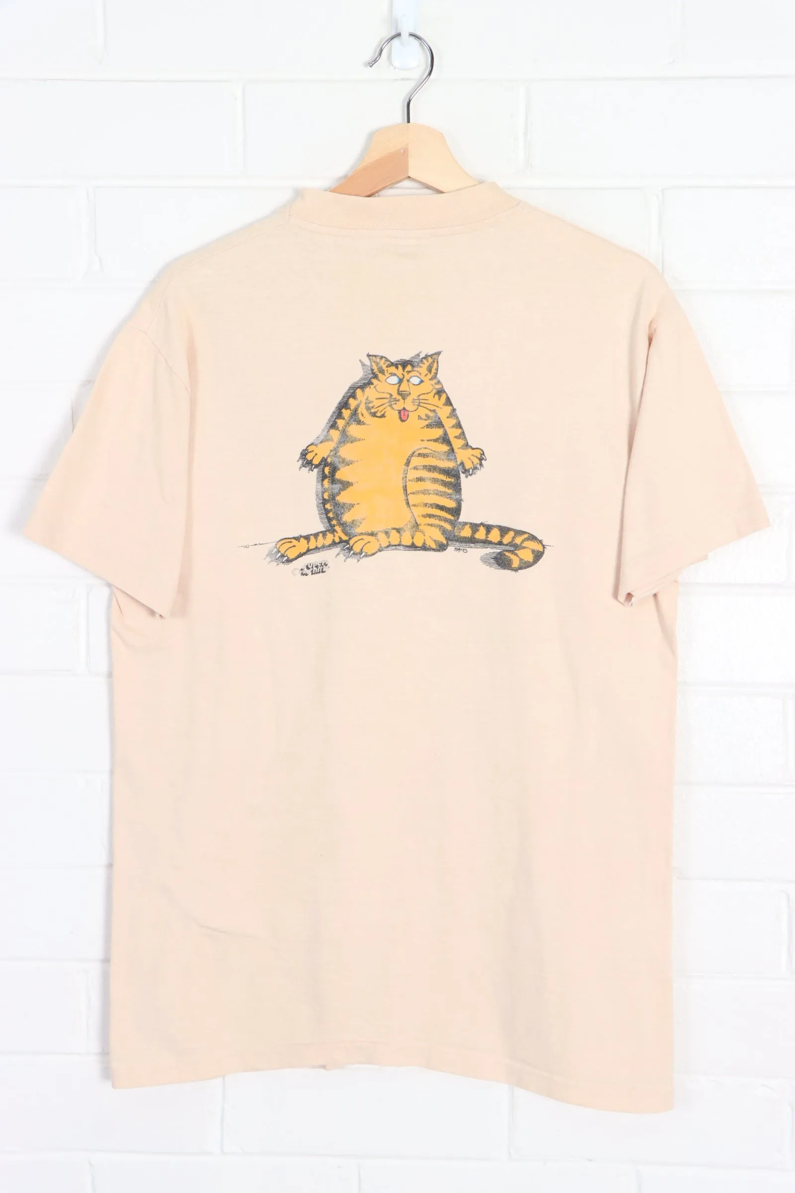 VINTAGE 70S RUNNING RAT & CAT BATES FRONT BACK SINGLE STITCH TEE USA MADE (