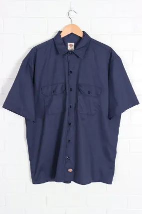 Vintage DICKIES Navy Short Sleeve Button Up Work Shirt (XL-XXL)