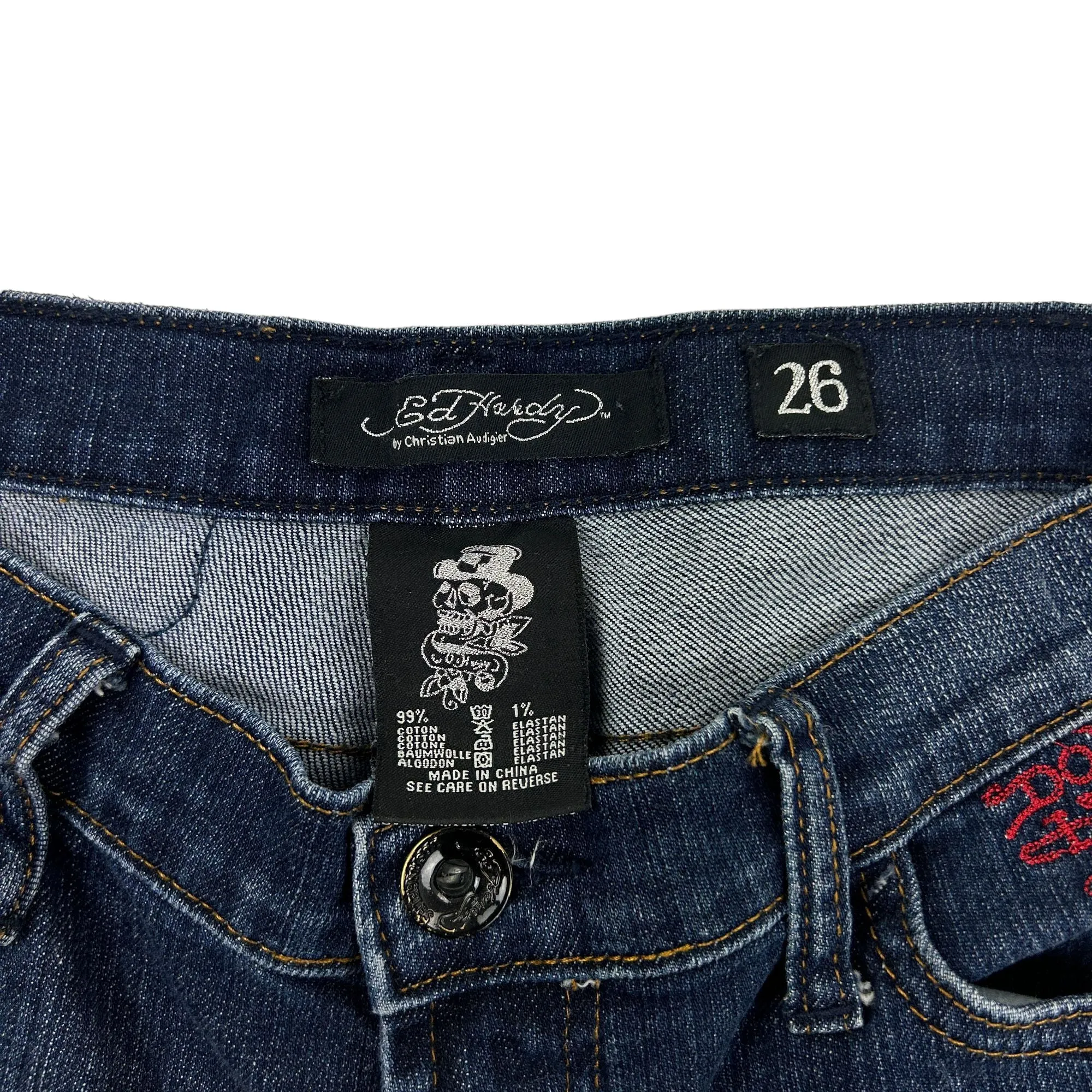 Vintage Ed Hardy Embroidered Low Rise Jeans | Second Wave Vintage