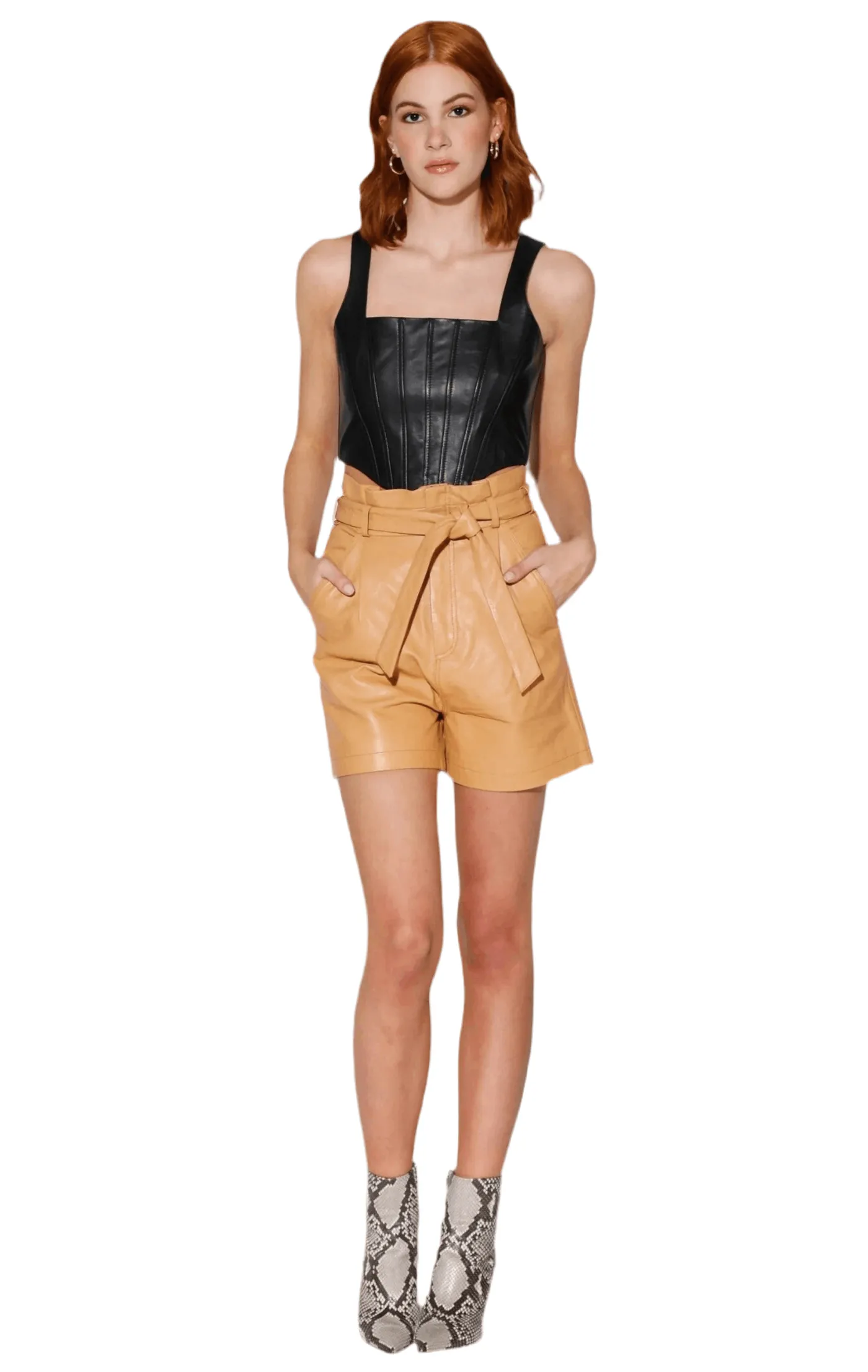 Walter Baker Velda Leather Short in Macaroon or Black