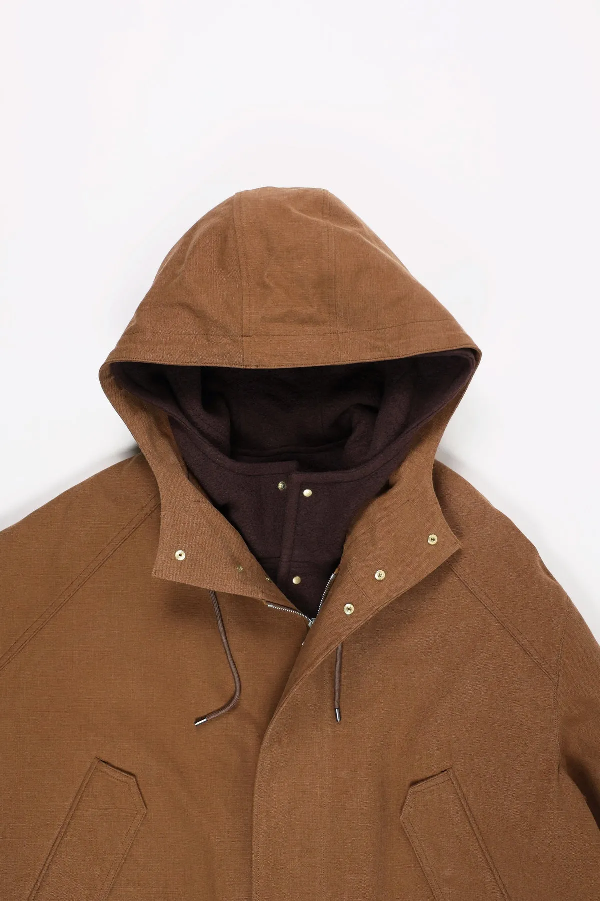 Washed Heavy Canvas Liner Coat - Brown