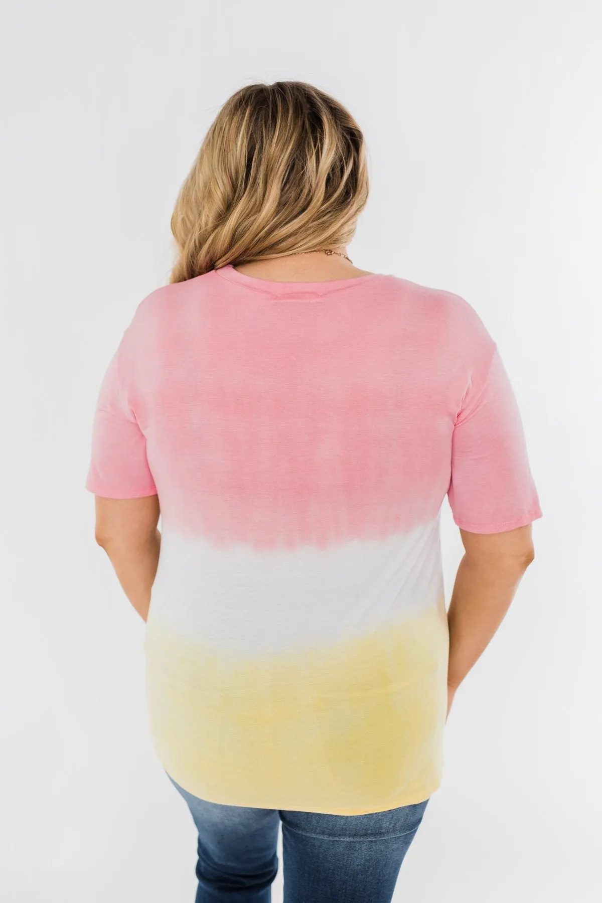 Watching The Sunset Ombre Top- Pink & Yellow