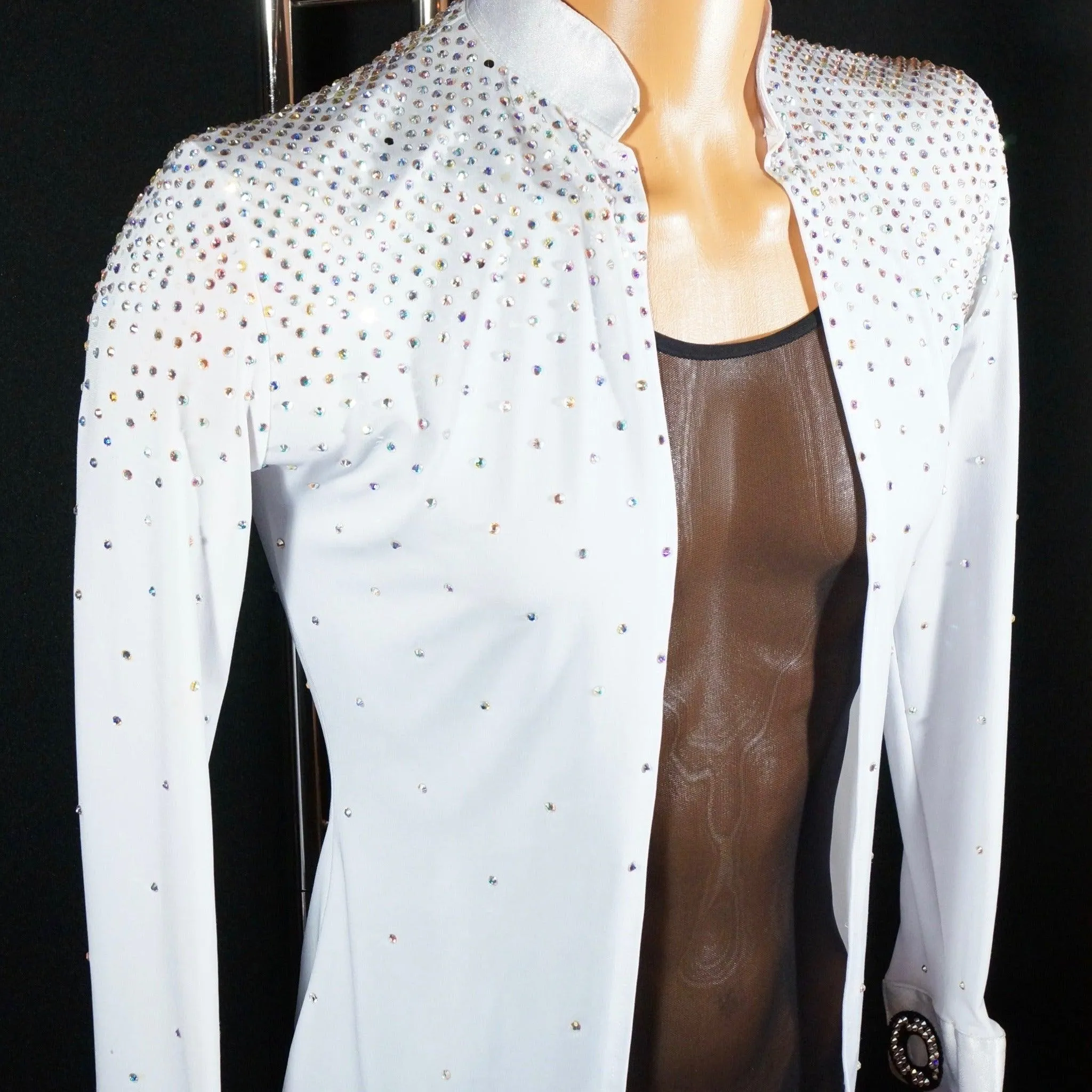 White Latin Jacket Shirt with Crystals