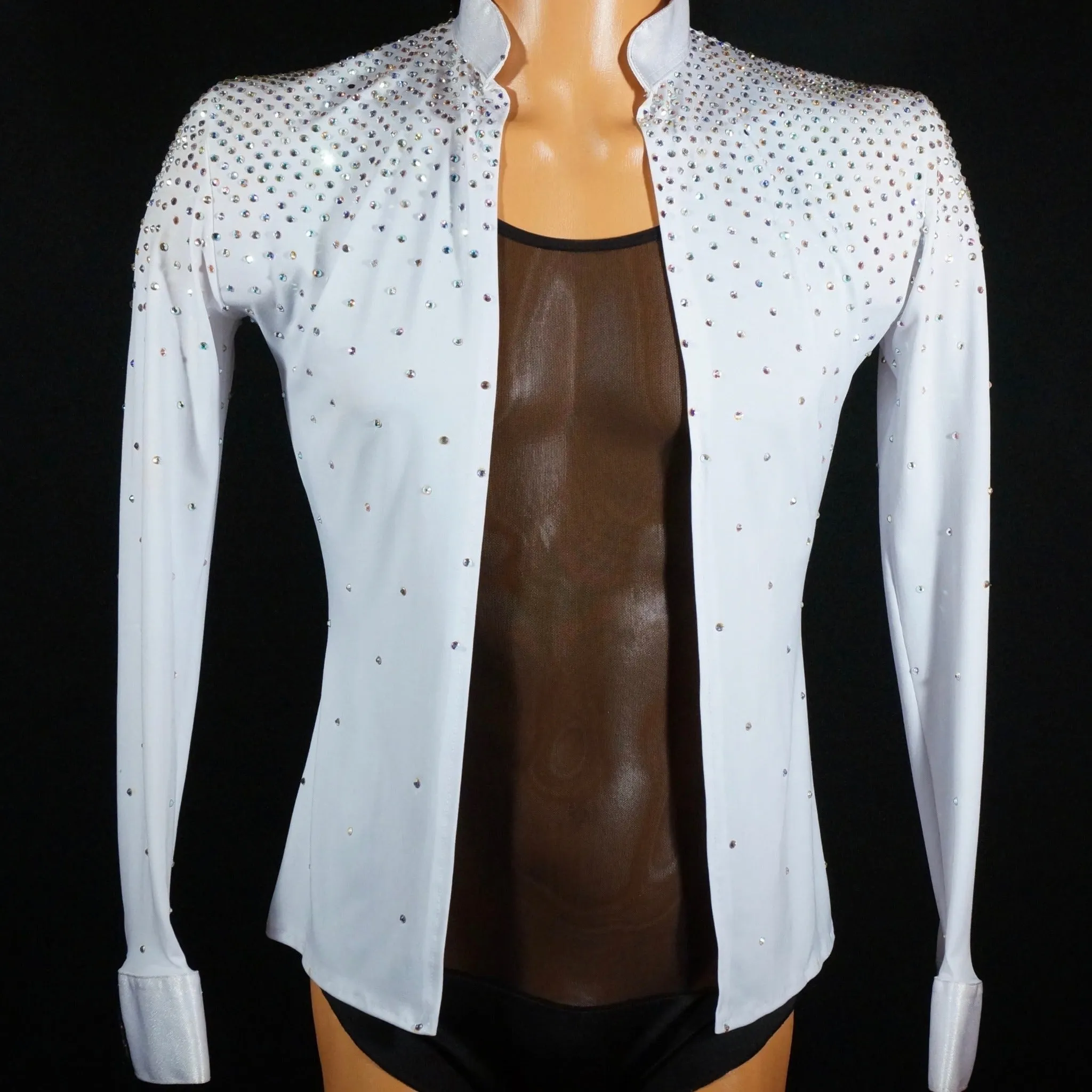 White Latin Jacket Shirt with Crystals