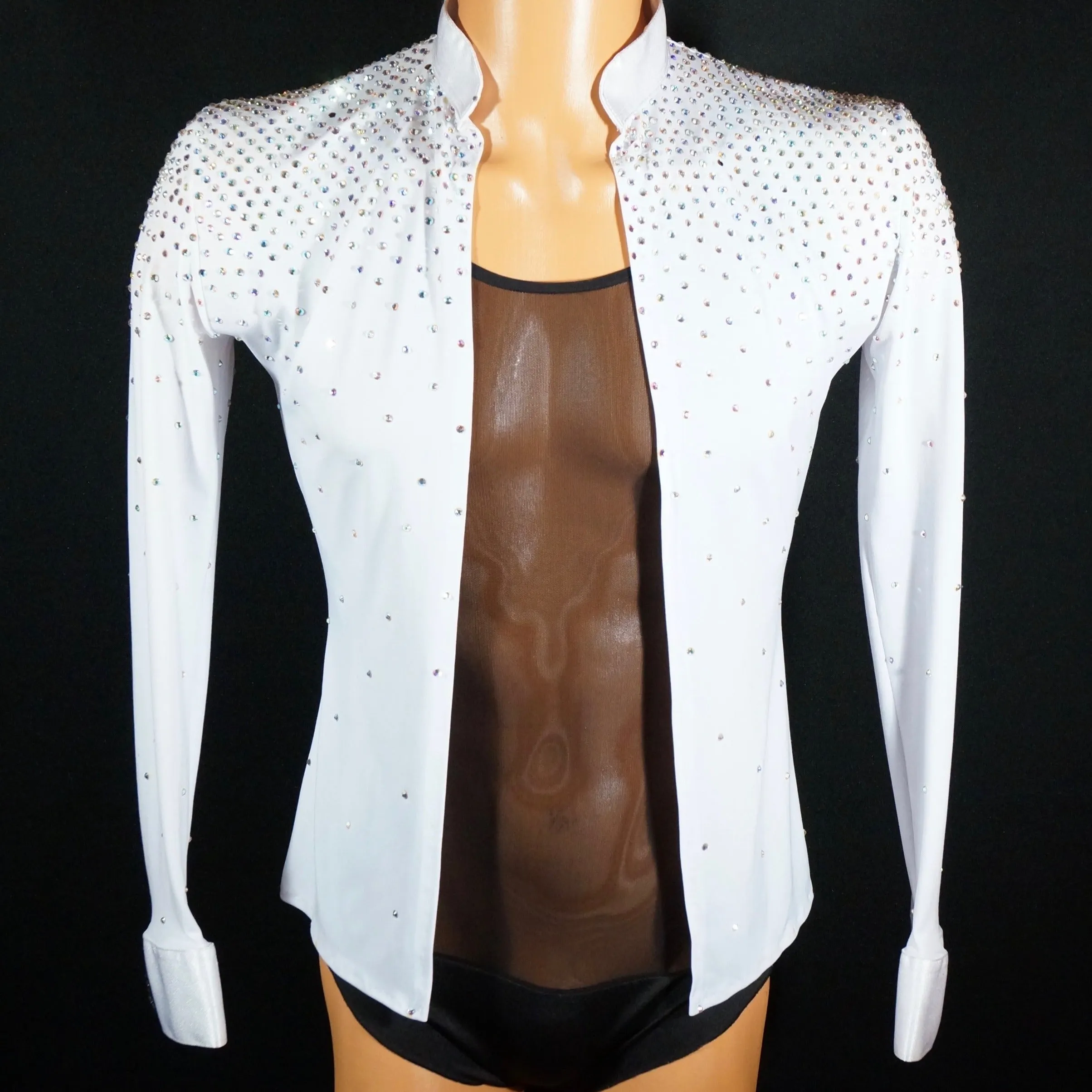 White Latin Jacket Shirt with Crystals