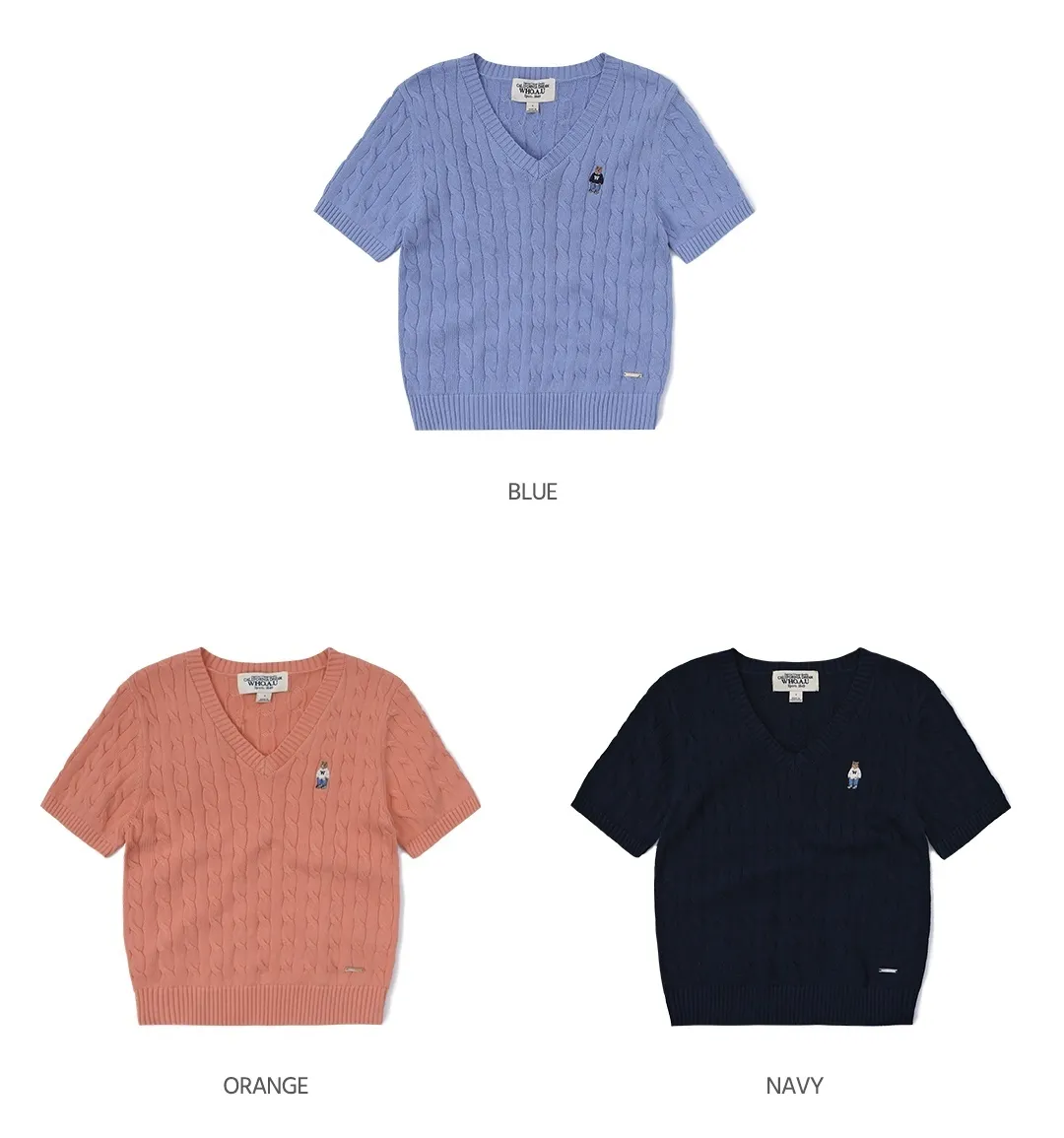 WHO.A.U  |Steve V-neck Cable Crop Sweater 3Colors WHKAD2411F Korea