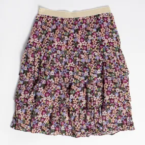 Winter Floral Midi Tiered Skirt