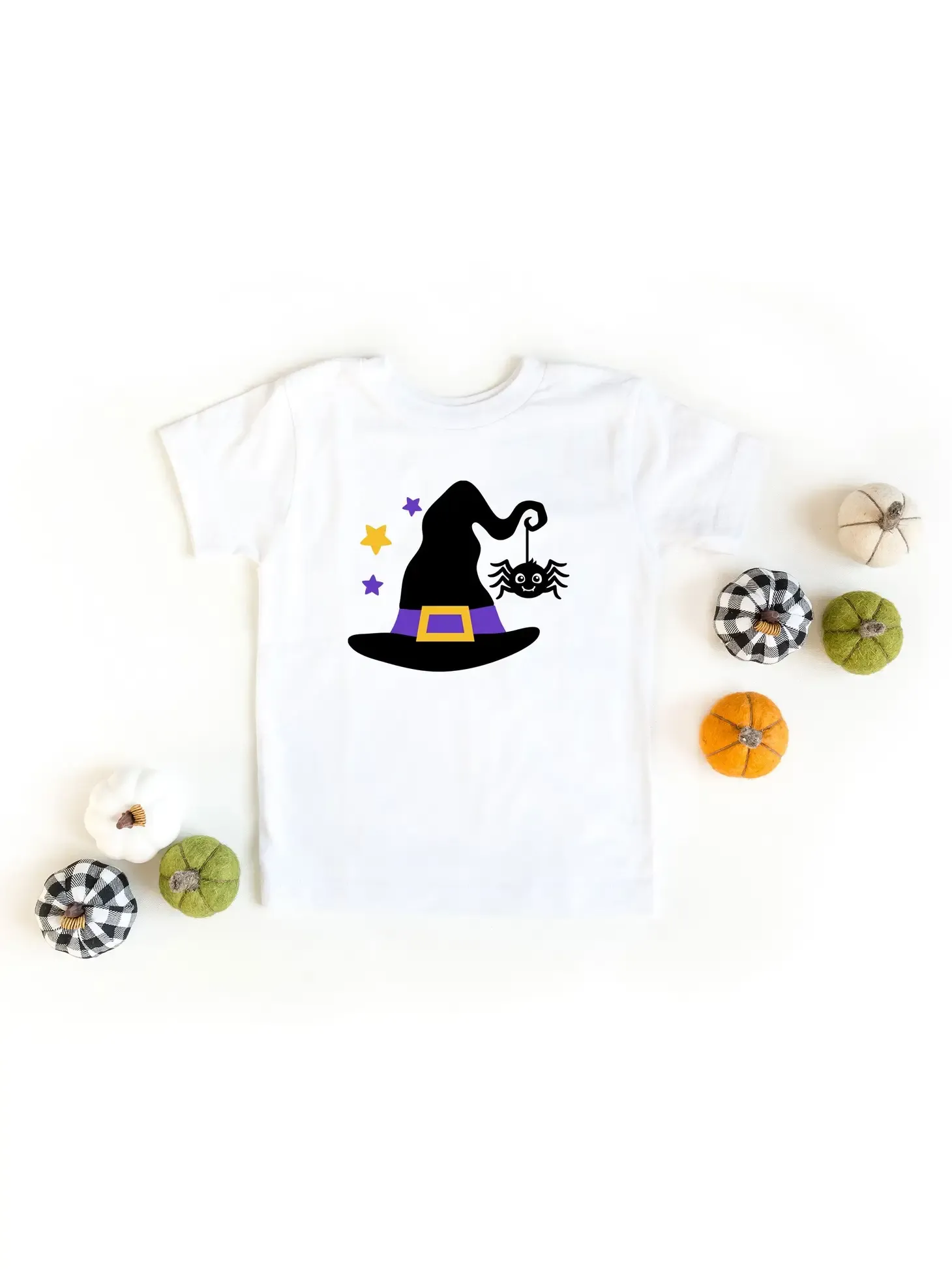 Witch and Spider Toddler Graphic Short Sleeve Tee / White