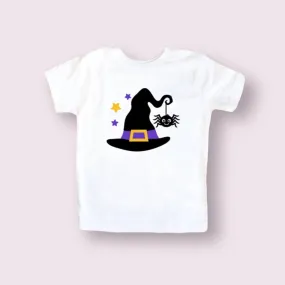 Witch and Spider Toddler Graphic Short Sleeve Tee / White