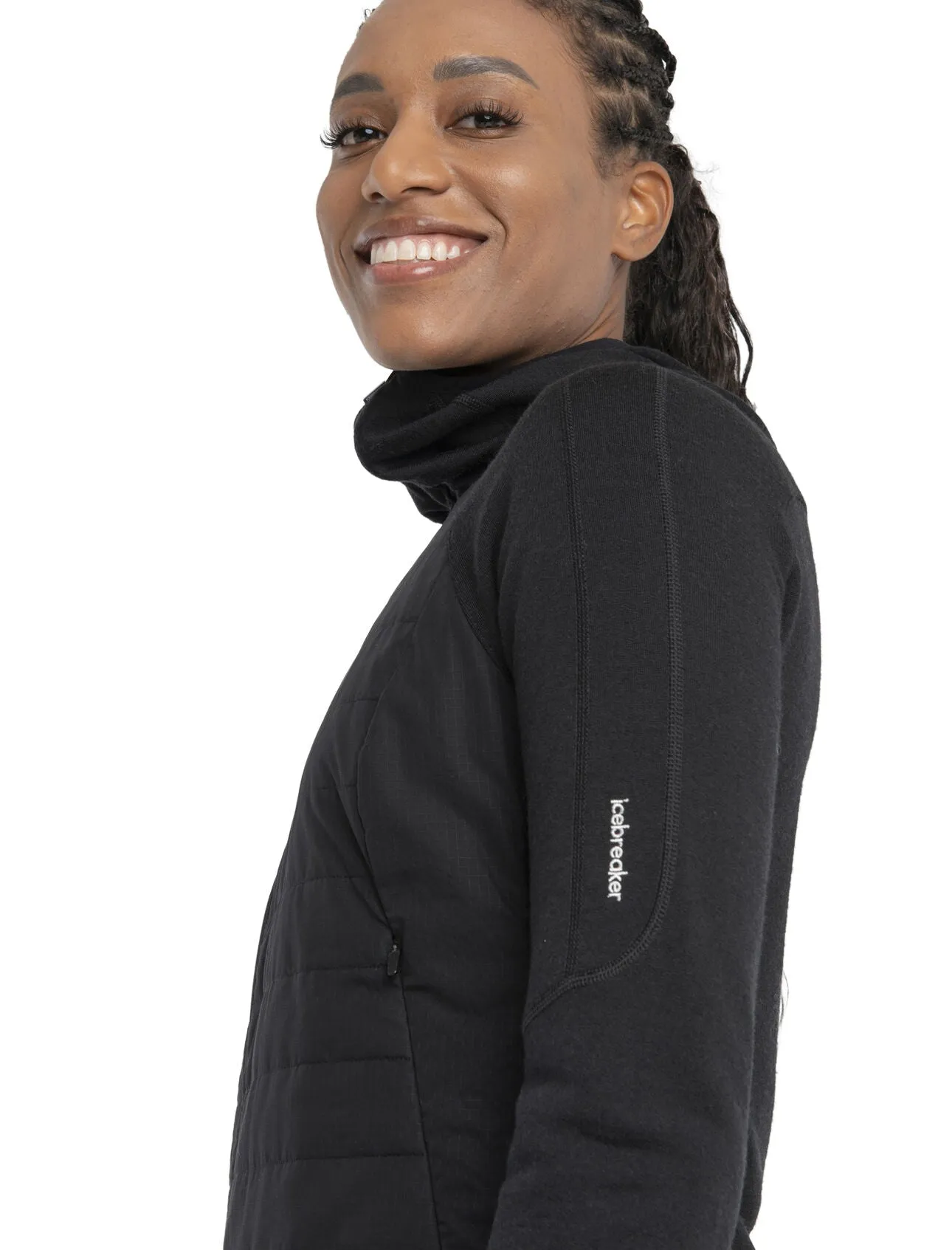 Womens Merino Blend Quantum Hybrid LS Zip Hoodie