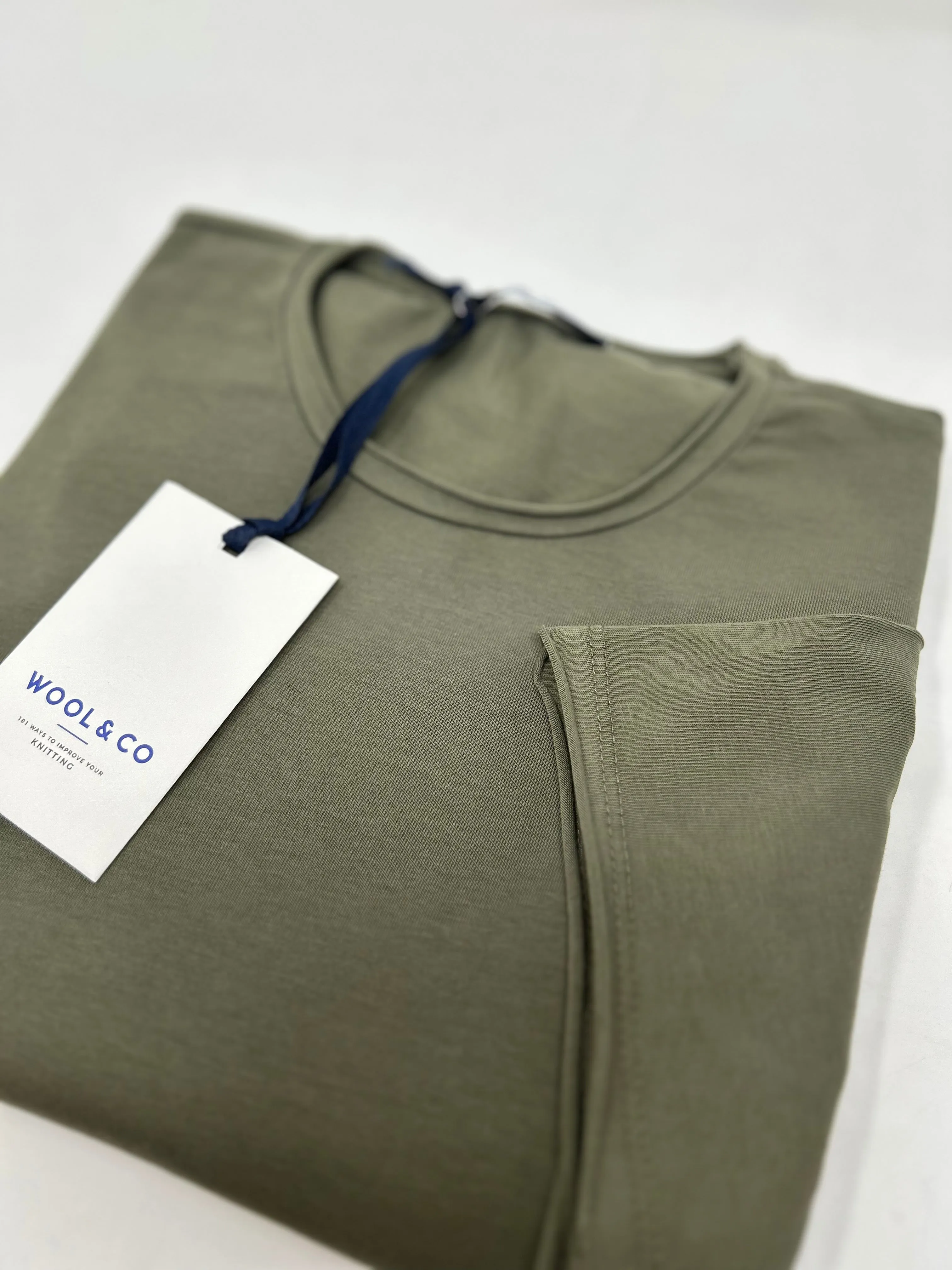 WOOL & CO T-SHIRT GIROCOLLO ROTOLINO MILITARE