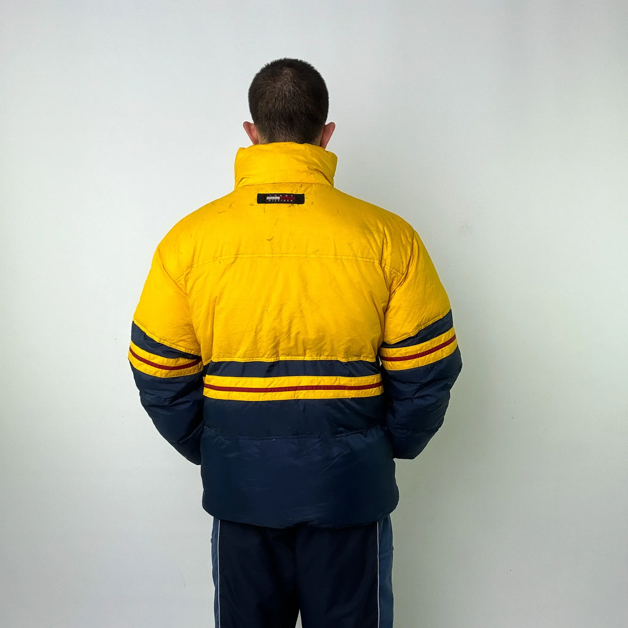 Yellow 90s Tommy Hilfiger Puffer Jacket Coat (L)