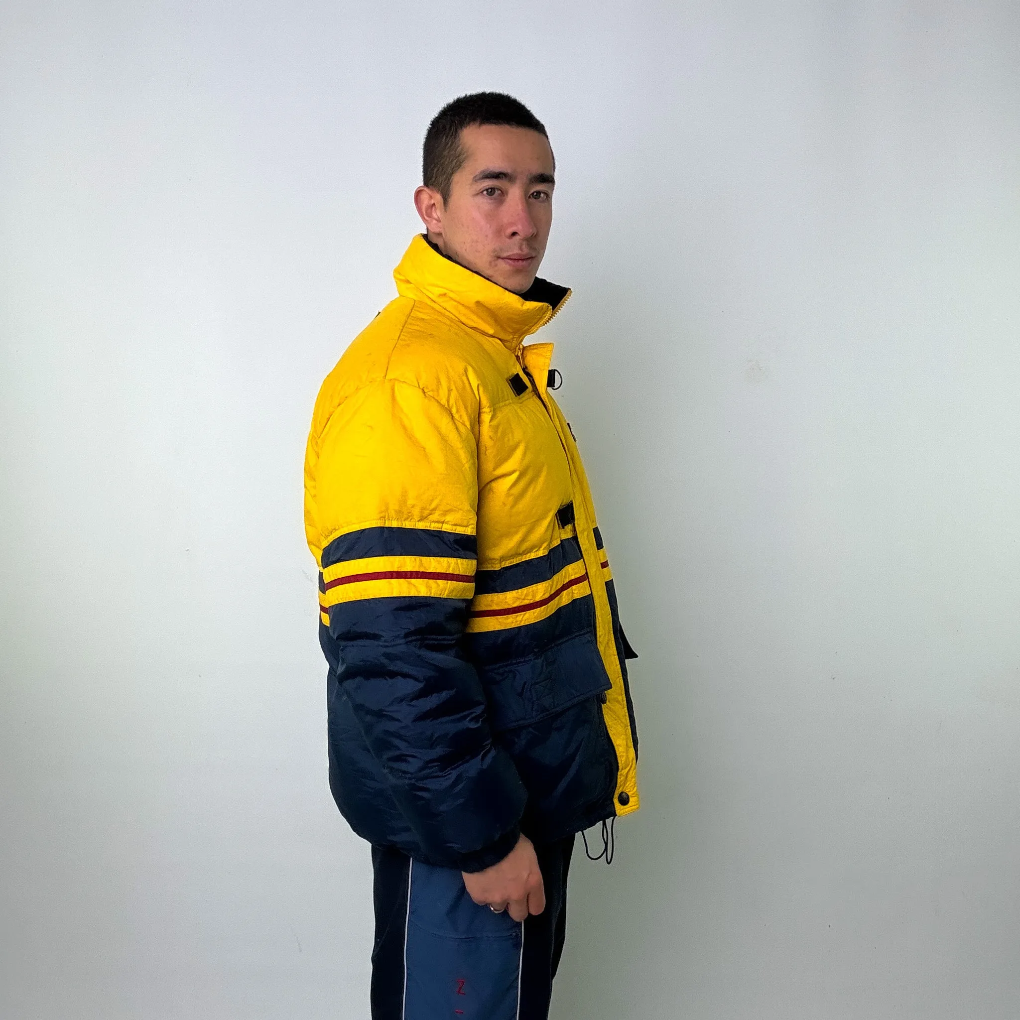 Yellow 90s Tommy Hilfiger Puffer Jacket Coat (L)