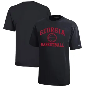 Youth Champion  Black Georgia Bulldogs Icon Logo Basketball T-Shirt