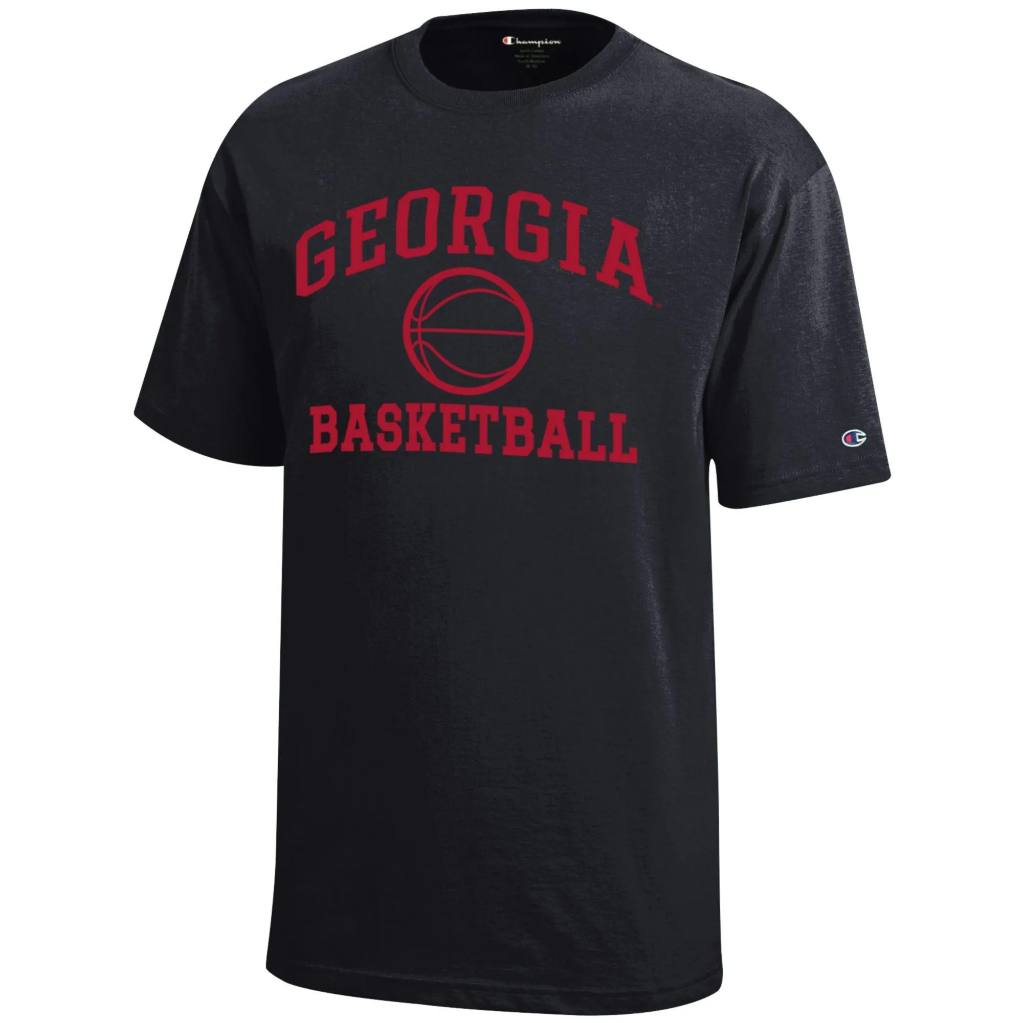 Youth Champion  Black Georgia Bulldogs Icon Logo Basketball T-Shirt