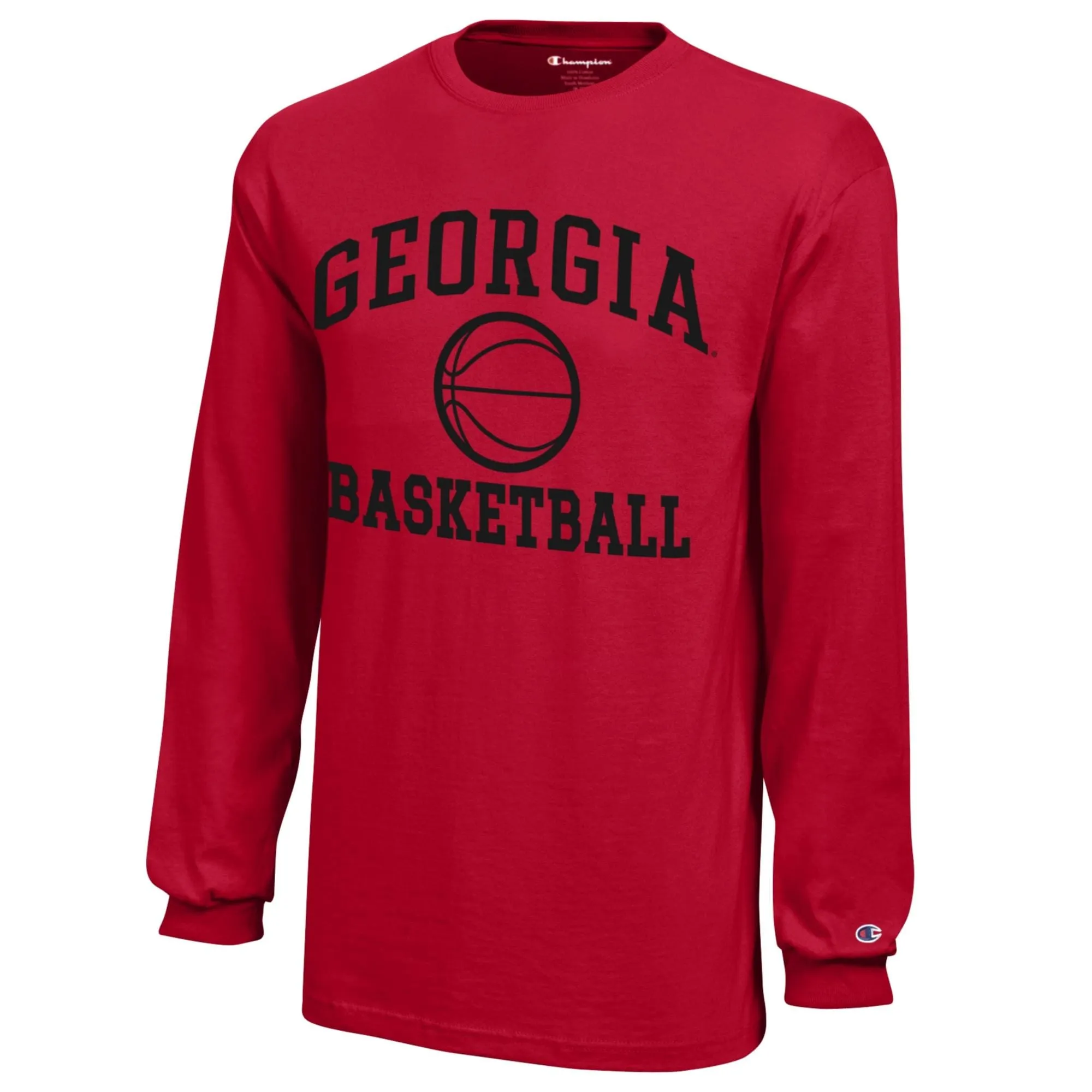 Youth Champion  Red Georgia Bulldogs Icon Logo Long Sleeve Basketball T-Shirt