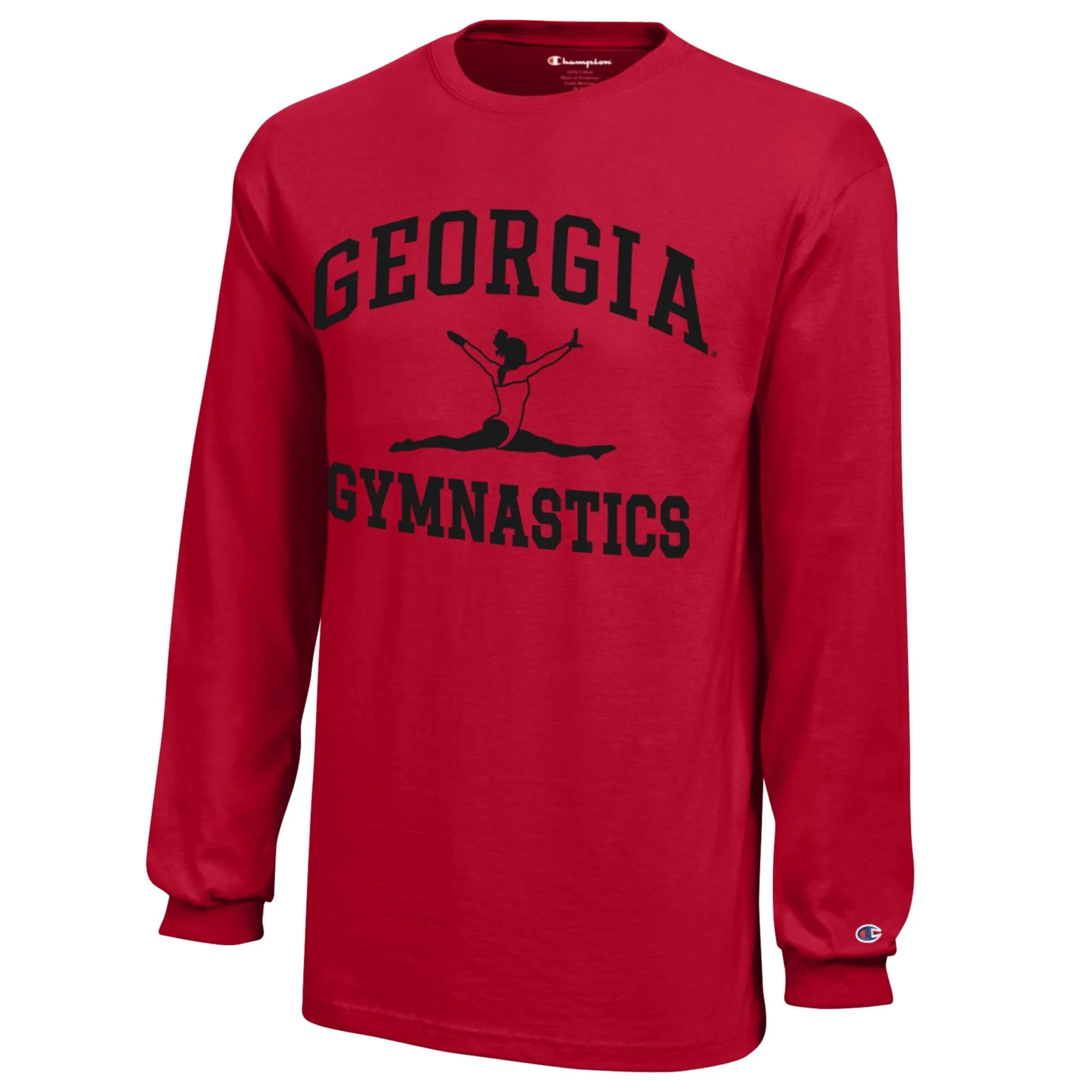 Youth Champion  Red Georgia Bulldogs Icon Logo Long Sleeve Gymnastics T-Shirt