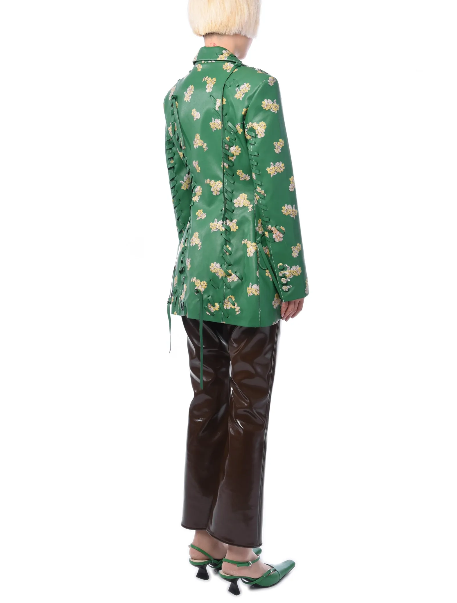 Yuhan Wang Floral Leather Taliored Jacket